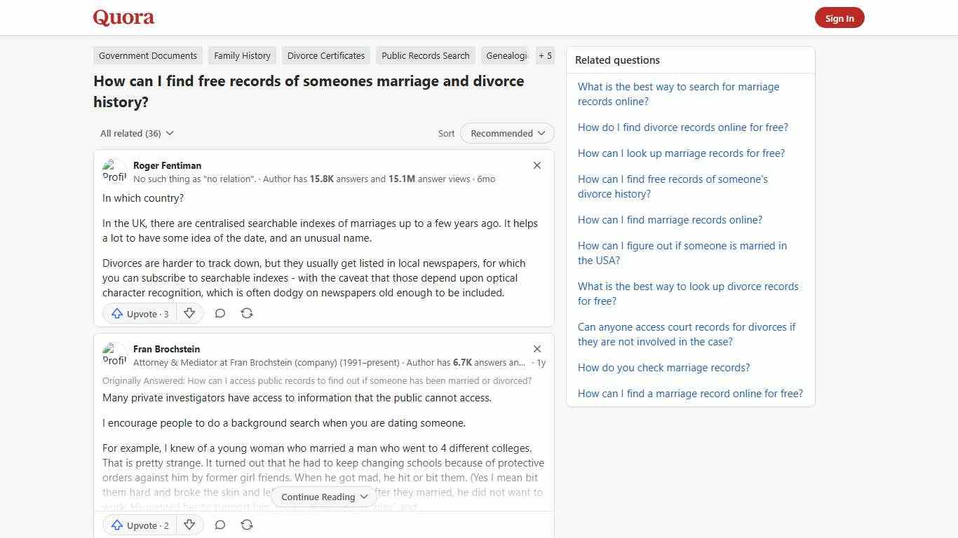 How to find free records of someones marriage and divorce history - Quora